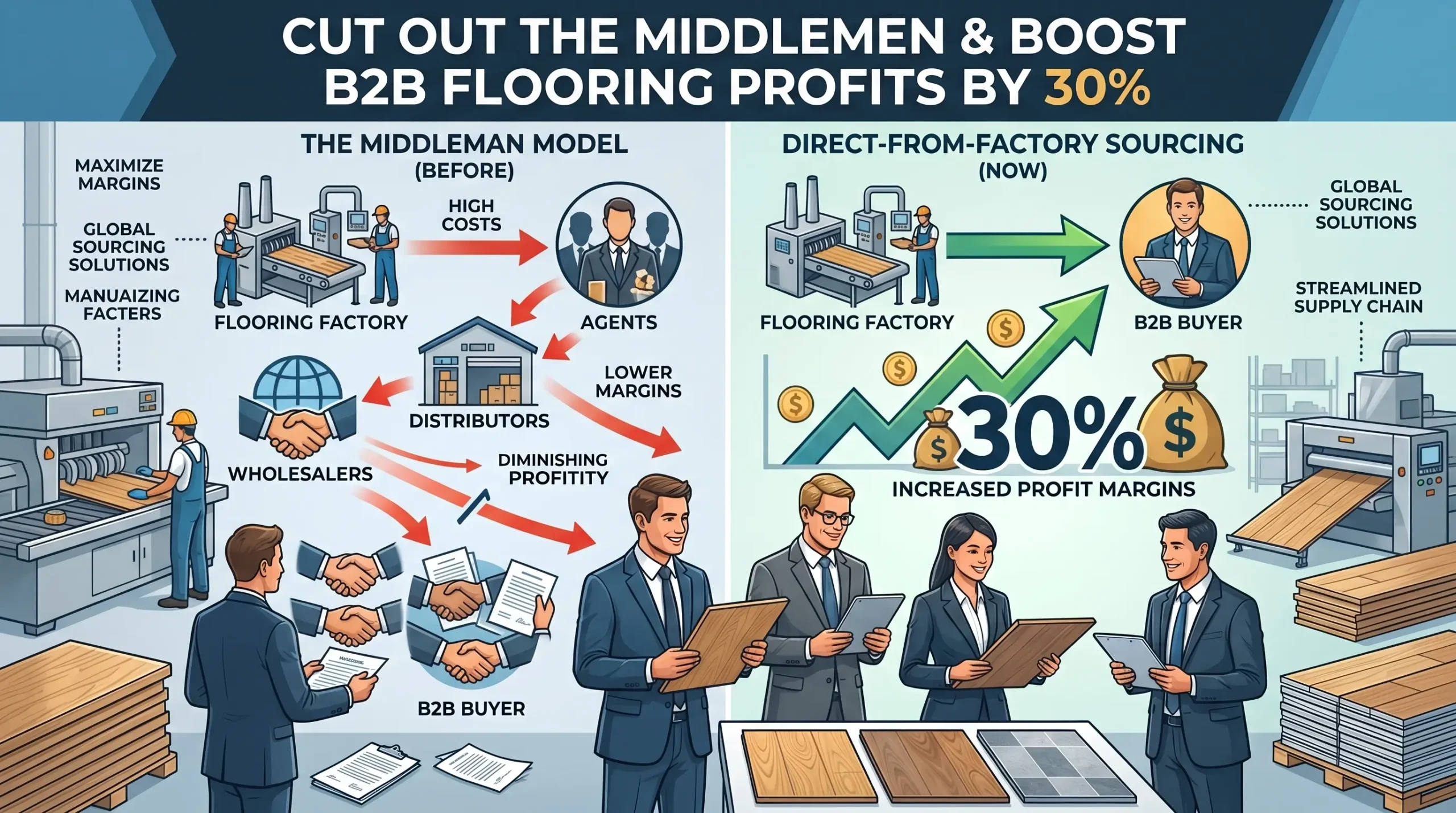 How can buyers connect with original flooring factories